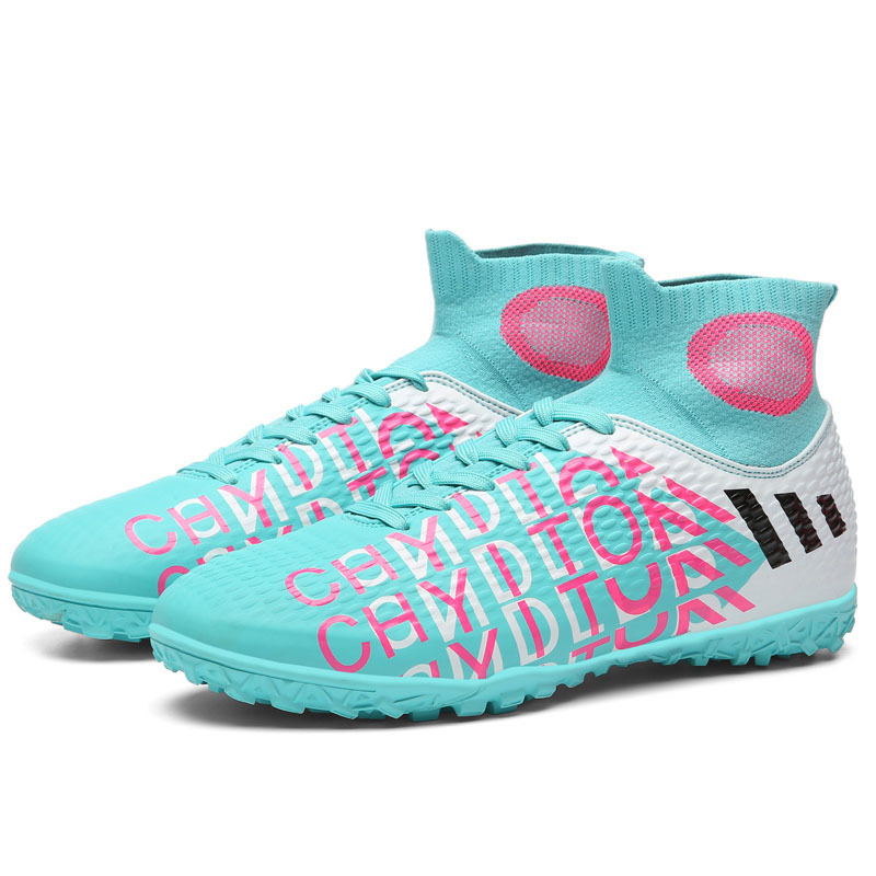 Zapatos de fútbol al por mayor para hombres y mujeres transpirables casuales color de alta calidad edición de clavos casuales zapatos de entrenamiento de césped para niños