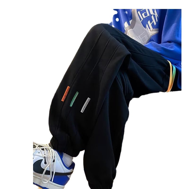 Pantalones con corsé de verano y otoño, pantalones deportivos para hombres, marca de moda, pantalones casuales sueltos de gran tamaño, pantalones cortos de todo fósforo para hombres