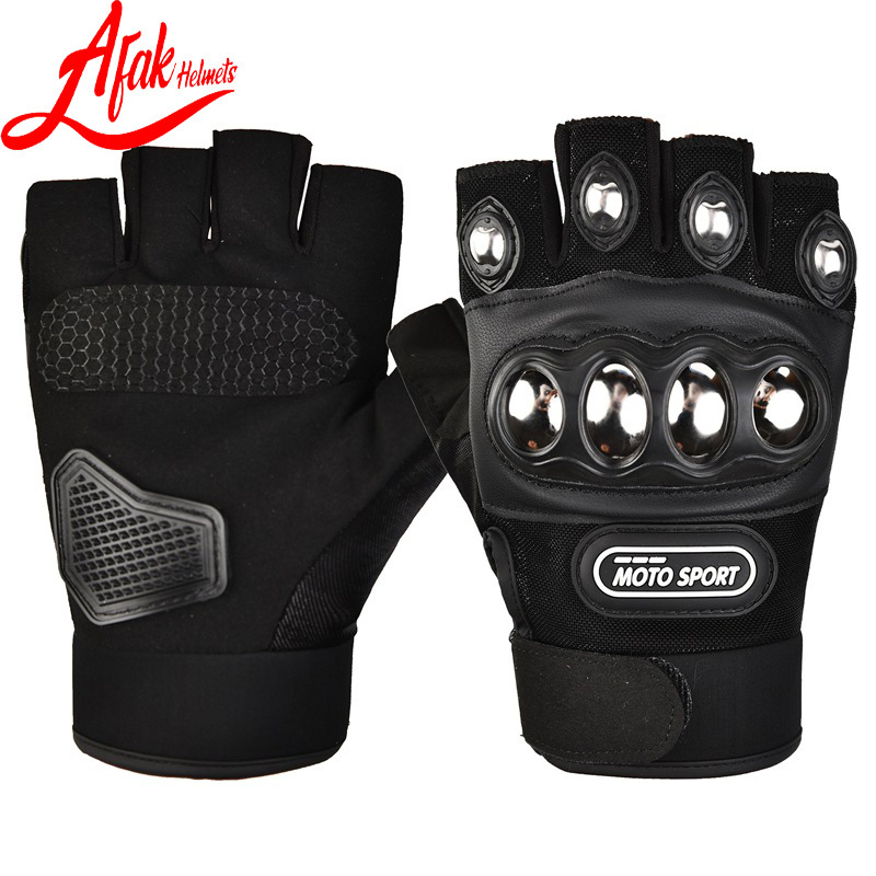 Afak motocicleta montar acero Shell medio dedo guantes hombres y mujeres al aire libre protector largo dedo duro Shell