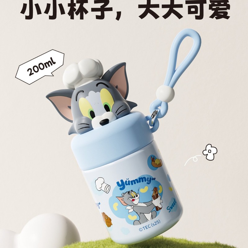 猫和老鼠保温杯女生可爱小巧直饮水杯学上学专用便携口袋杯带提绳|undefined
