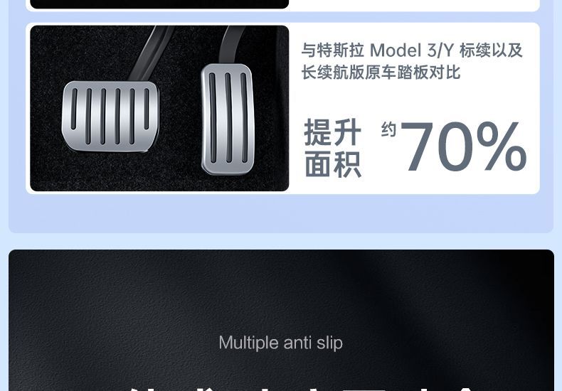 Suitable for Tesla Model Y/Yl Renewal 3 Accelerator Brake Anti-Slip Rest Foot Pedal Aluminum Alloy Decorative Accessories
