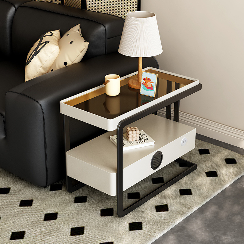 Gabinete de almacenamiento de sala de estar de lujo ligero móvil sofá de madera sólida gabinete lateral de mesa de té casero gabinete lateral de sofá gabinete lateral