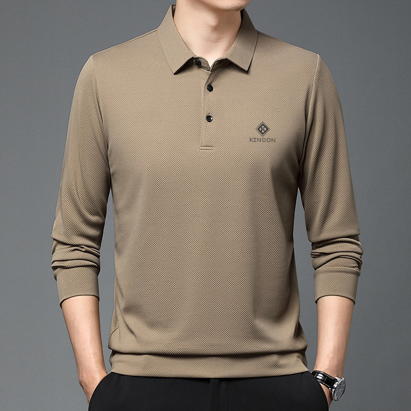 Middle-aged Men's Spring & Fall Bottoming Shirt, K-style Casual and Versatile Pure Color Long-sleeved T-shirt, Dad's Square Collar Polo Shirt Middle-aged Men's Spring & Fall Bottoming Shirt, K-style Casual and Versatile Pure Color Long-sleeved T-shirt, Dad's Square Collar Polo Shirt