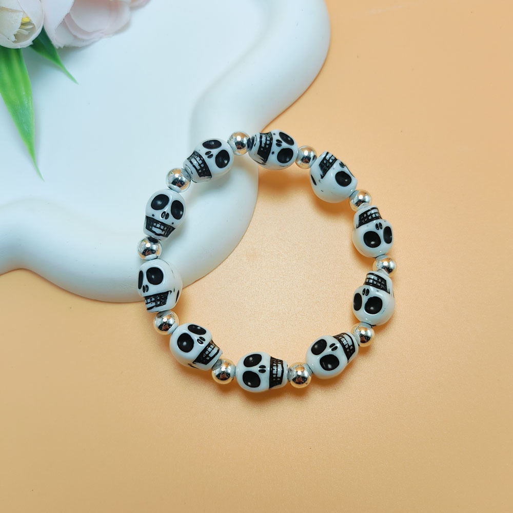 1 Piece Quantity Funny Skull Resin Beaded Bracelets Halloween Wholesale