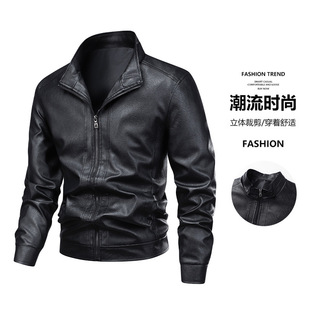 Windproof High-Quality Youth Leather Jacket for Men, Slim-Fit Korean Style Trendy Stylish Casual Turn-Down Collar Coat for Men