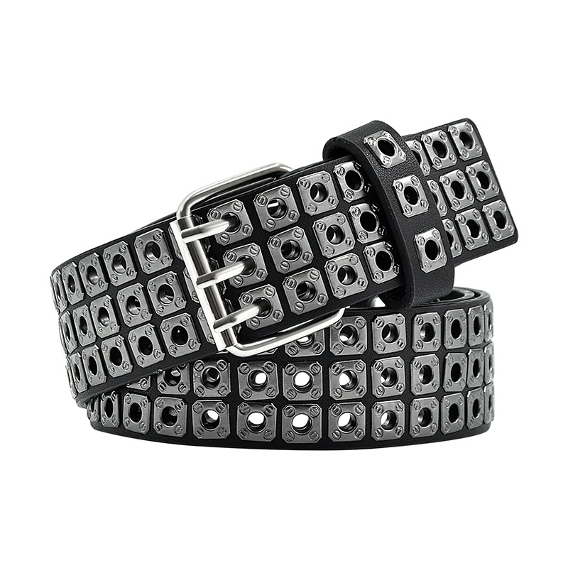 Men's Gender Retro Color Block Pu Leather Alloy Men's Leather Belts