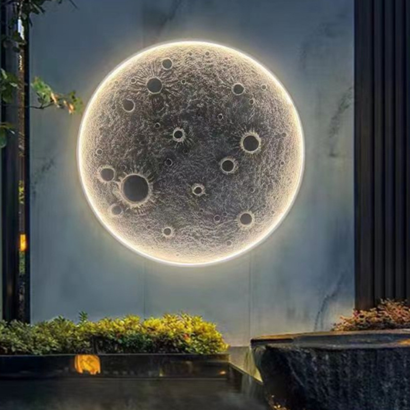 Luna bar 3D atmósfera de campamento rojo restaurante estereoscópio mural de fondo vivienda decoración red de lámpara de pared relieve