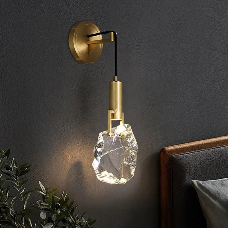 Casa modelo original nórdica lámpara de cabecera del dormitorio diseñador de piedra modelo diseño de lámpara de pared ligera decoración creativa completa