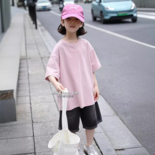 韩国童装T恤2024夏季新款儿童短袖女童夏装上衣中大童半袖纯棉