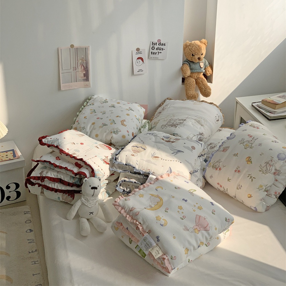 Class A Cute Cartoon Printed Baby Quilt Bamboo Cotton Gauze Children's Baby Kindergarten Spring and Autumn Quilt Thickened Winter Quilt