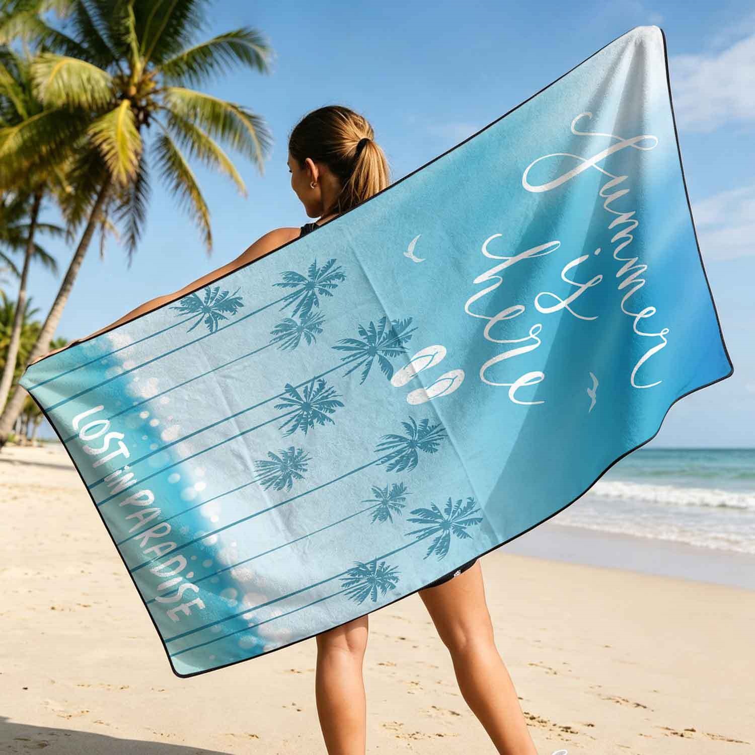 Summer bath towel and car seat cover 2-in-1, ultra-fine fiber outdoor beach and car dual-use universal seat cushion
