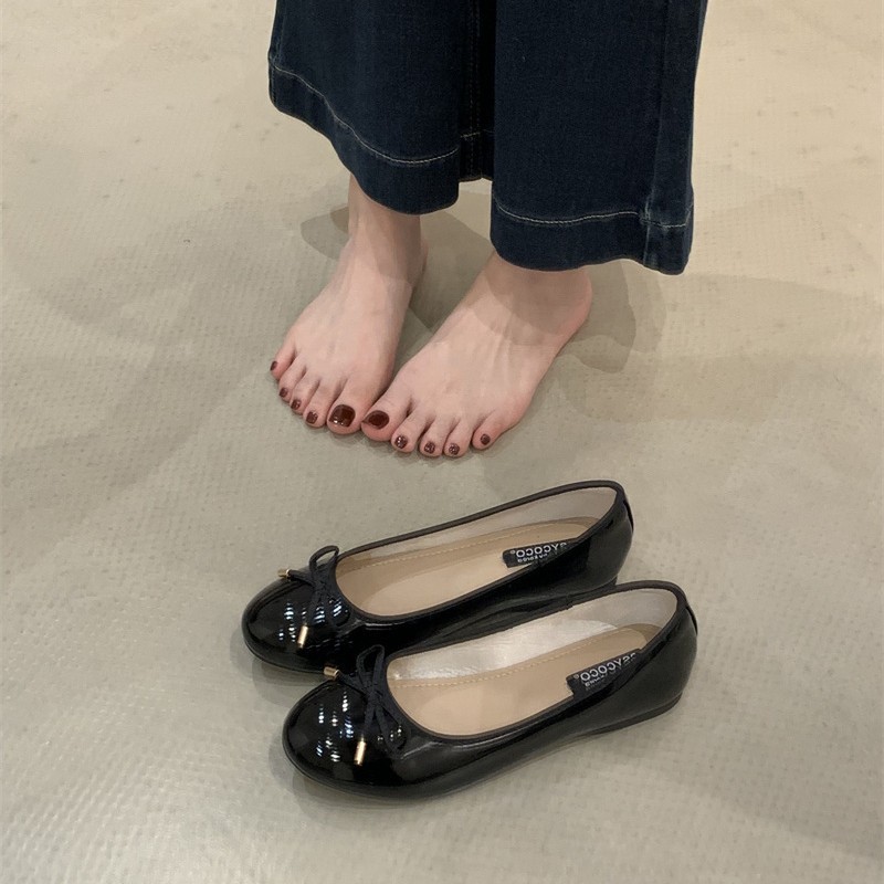 韩国东大门女鞋鞋子女银色小皮鞋芭蕾舞鞋红色平底鞋浅口法式单鞋|undefined