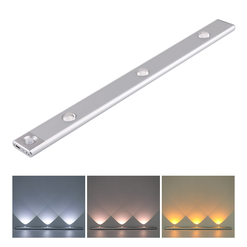 Fuente fabricante recargable luz nocturna luz de sensor de cuerpo humano led inteligente luz de armario de pared luz de armario de succión magnética de batería