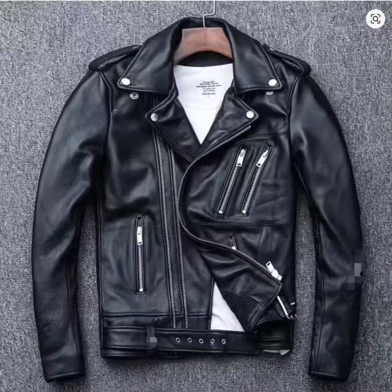 Men's Motorcycle Jacket with Rivets, Slim Fit, Autumn/Winter Wear, Unique Diagonal Zipper, PU Leather Short Coat, Leather Jacket Men's Motorcycle Jacket with Rivets, Slim Fit, Autumn/Winter Wear, Unique Diagonal Zipper, PU Leather Short Coat, Leather Jacket