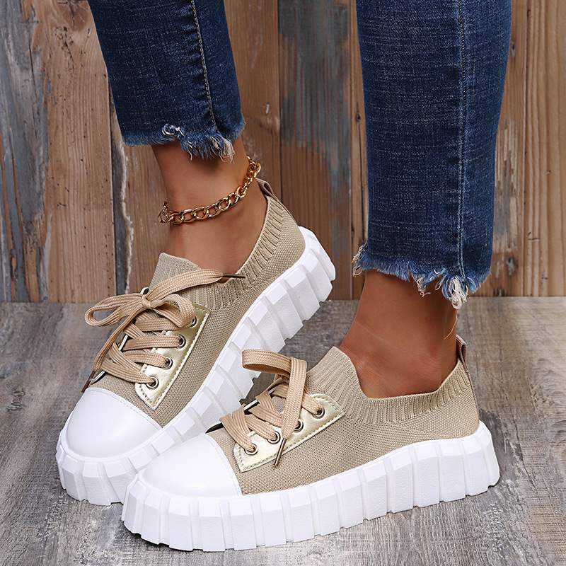 knitted lace-up Thick-soled shoes NSJJX123920