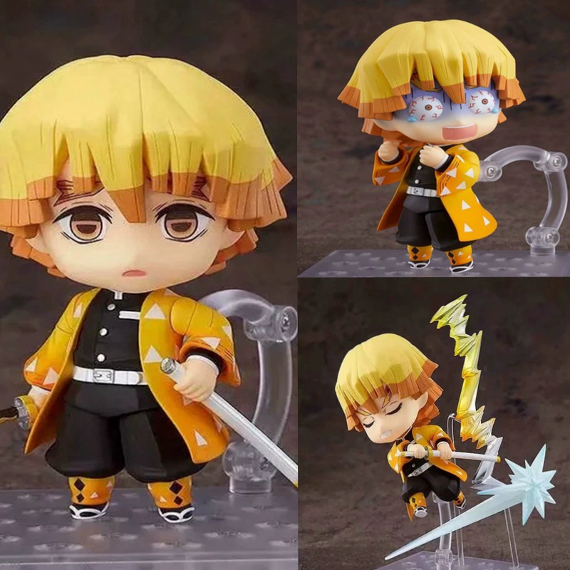 Фигура Q-версии PVC (Kimetsu no Yaiba Zenitsu), 10 см, шарнирные суставы и смена лица
