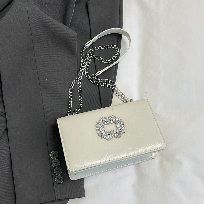 Bolsa cuadrada de diamante de alta calidad para mujeres 2024 otoño nueva moda coreana de textura universal cadena de hombro mochila