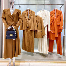 西装套装2025春秋品牌折扣女装撤柜尾货广州十三行亚麻人丝香云纱