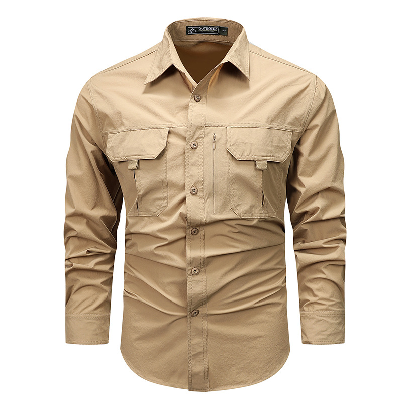 Camisas tácticas al aire libre para hombres primavera y otoño nuevo elástico secado rápido resistente al desgaste camisa de montaña caminata abrigo