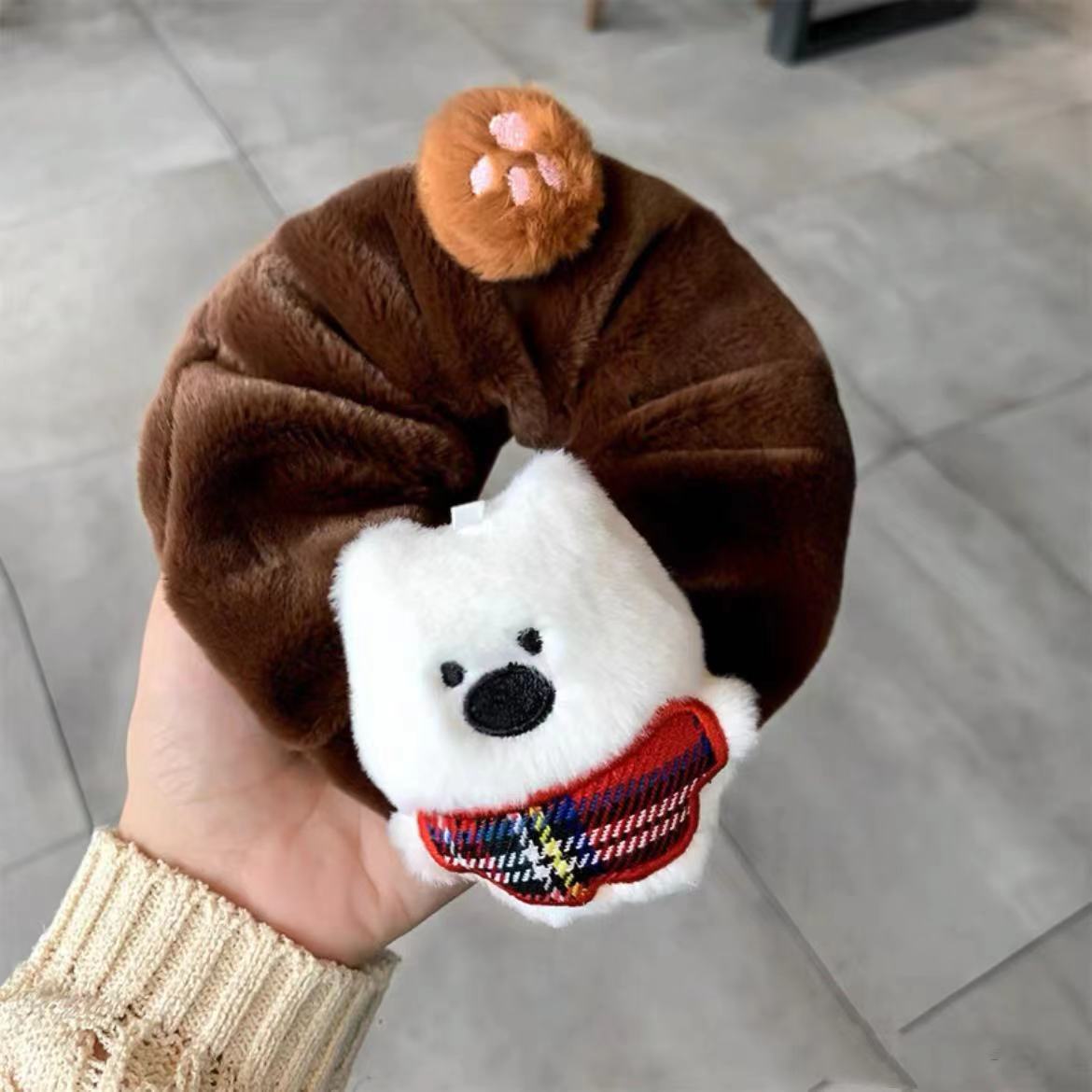 곰 갈색 머리끈