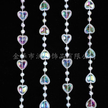 桃心七彩亚克力串珠珠帘婚庆节日圣诞节装饰珠串手工diy饰品配件