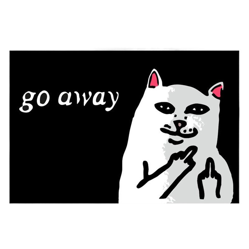 Alfombra de piso al por mayor dedo medio gato flocado impreso alfombra de piso personalizado Comercio exterior puerta creativa imitación Coco marrón alfombra de puerta de goma