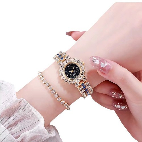 Starry Night Round Cross-border E-commerce Gem Series Small Green Women's Bracelet Watch Starry Sky Plate Fashion Star