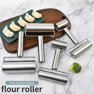 In Stock with Free Shipping Stainless Steel Rolling Pin Kitchen Household Double-Sided Stainless Steel Rolling Pin Roller Multi-Functional Flour Stick