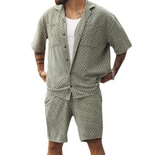 2025新款跨境货源春夏季运动套装男 欧美亚马逊热卖休闲衬衫男装