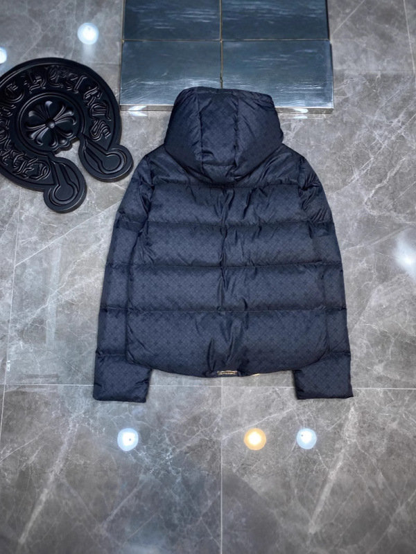 重工Chrome Hearts 克罗伈冬季羽绒服 暗纹连帽保暖羽绒服男女款|undefined