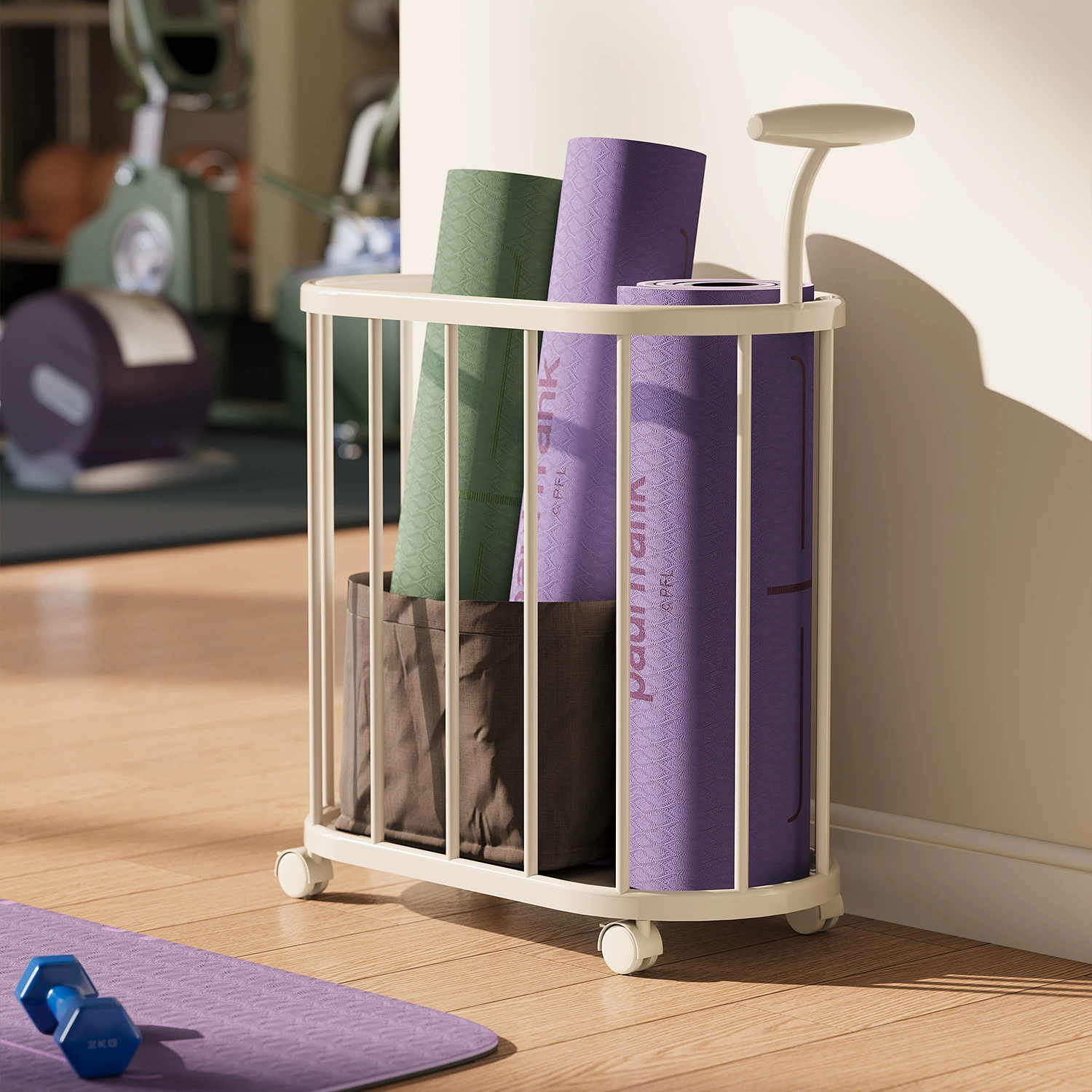 Корзина для хранения ковриков для йоги, бытовые спортивные инструменты, артефакт для хранения баскетбольных спортивных товаров, стеллаж для хранения фитнес-оборудования