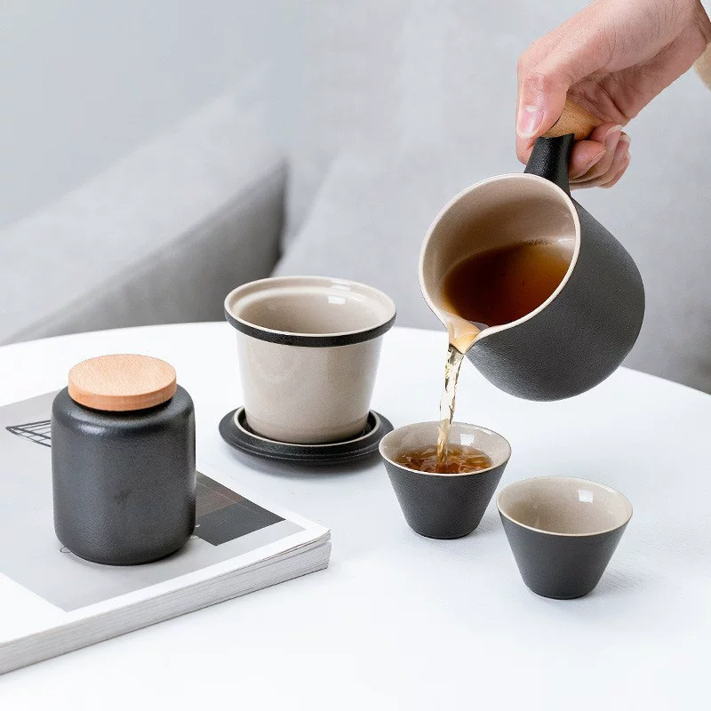 Handheld tea set for traveling, travel teapot, tea cup