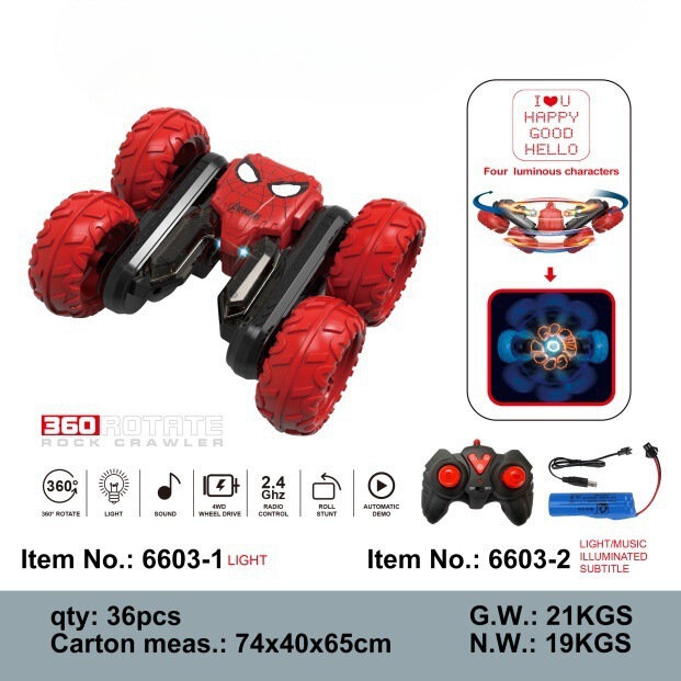 Temu's Popular Stunt Remote Control Car with Wireless Charging, Automatic Lighting, and Text Effects - Children's Toy Supply Source