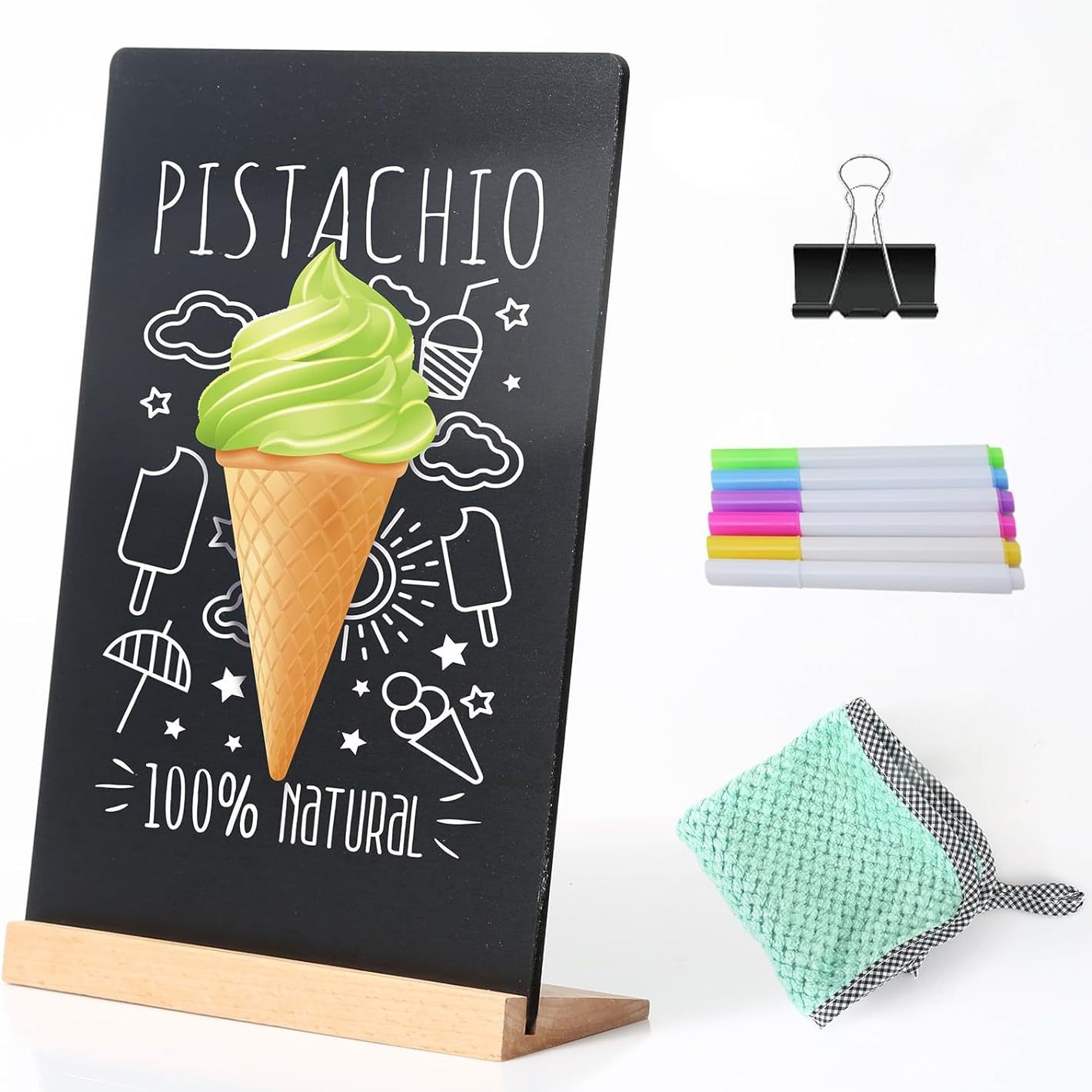 跨境 木质桌面黑板底座创意手绘菜单DlY留言板展示可擦写