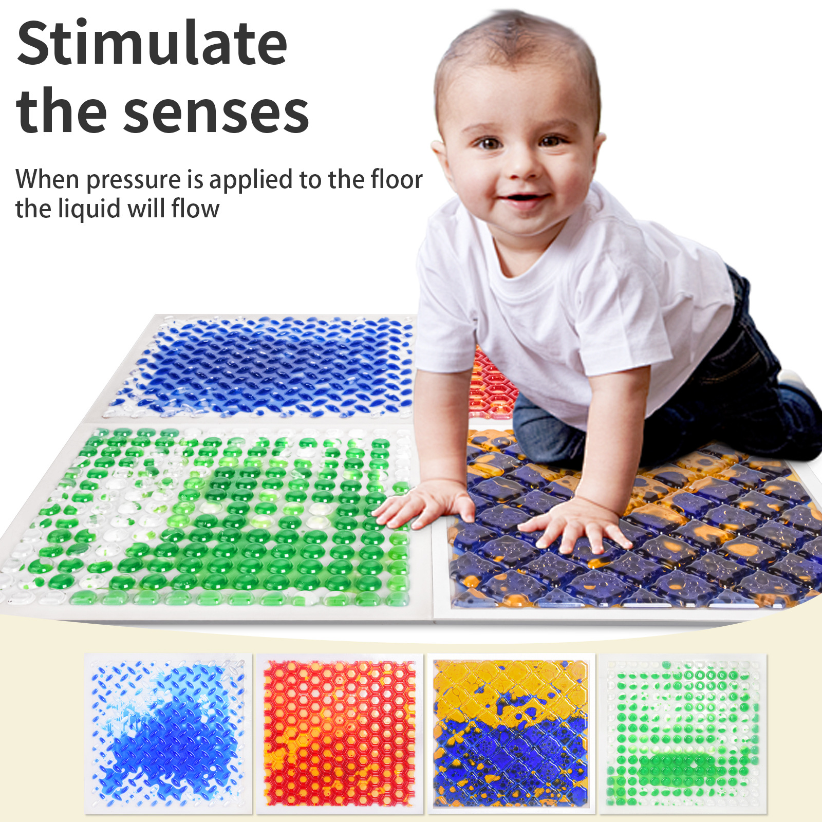 Sensory Liquid Floor Mat Sensory Integration Manual Training Floor Potential Development Educational Toys Fun Stepping Sensory Teaching Aids
