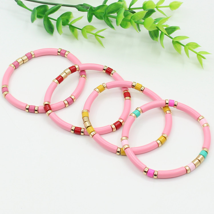 1 Piece Bohemian Round Multicolor Alloy Enamel Beaded Stoving Varnish Women's Bangle display picture 4