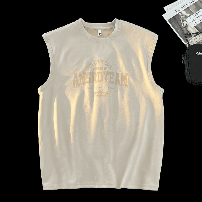 Men's Clothing Men's Trendy Sleeveless T-Shirt Summer High Street Heavyweight Vest Top Casual Tank Top For Couples_viptrois.com