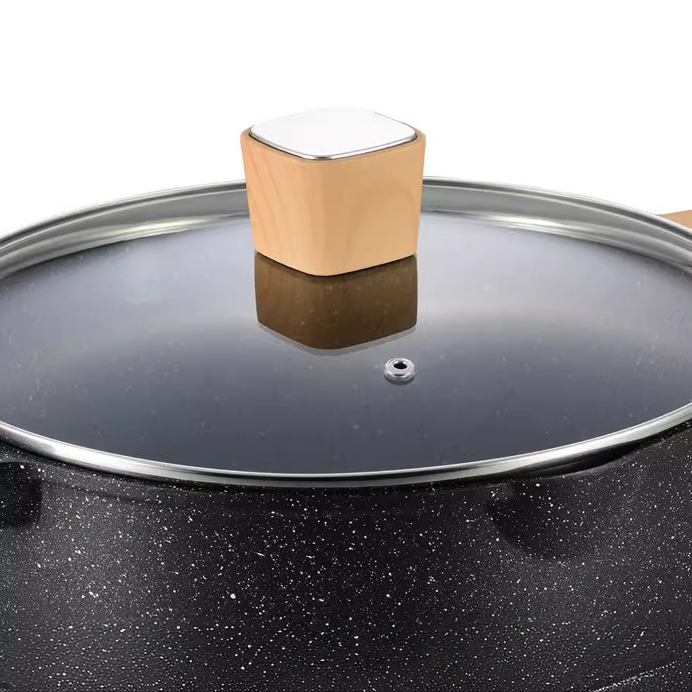 13-piece aluminium set olla de montaje de fundición a presión de aluminio comercio exterior piedra médica wok antiadherente olla de sopa doméstica