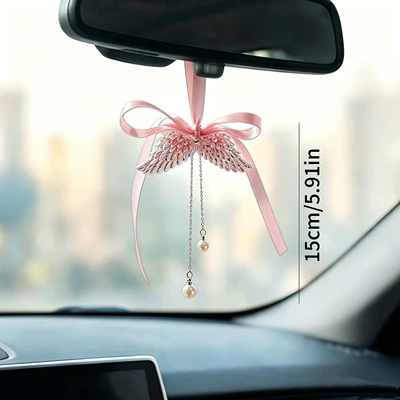 Ins Angel Wings Car Pendant Car Interior Decoration Pendant Rearview Mirror Hanging Ornament Female Car Decoration