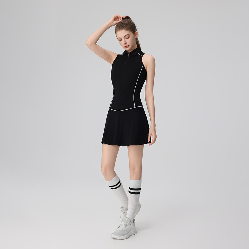 2025 Spring and Summer New Sleeveless Sports Vest suit Women Fitness Top Slim-fit Baseball Clothes Fitness Tennis Skirt Women