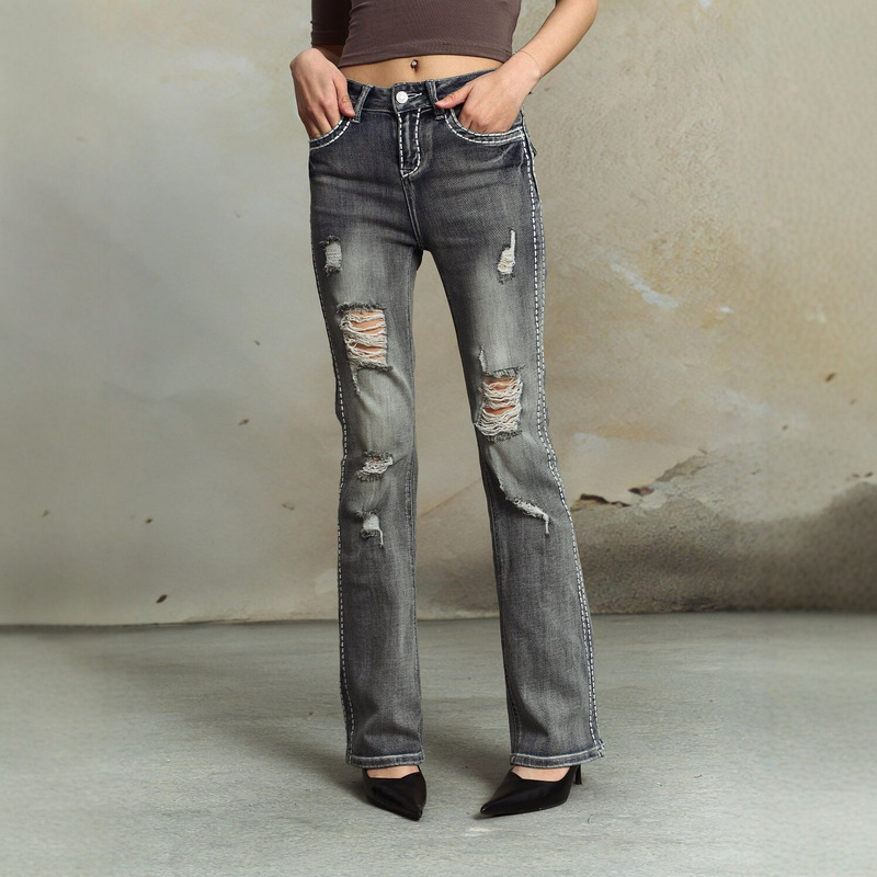 American-Style Vintage Flared Straight-Leg Pants, Slim-Fit Skinny Jeans for Women, Guangzhou Shisanxing Women's Clothing American-Style Vintage Flared Straight-Leg Pants, Slim-Fit Skinny Jeans for Women, Guangzhou Shisanxing Women's Clothing