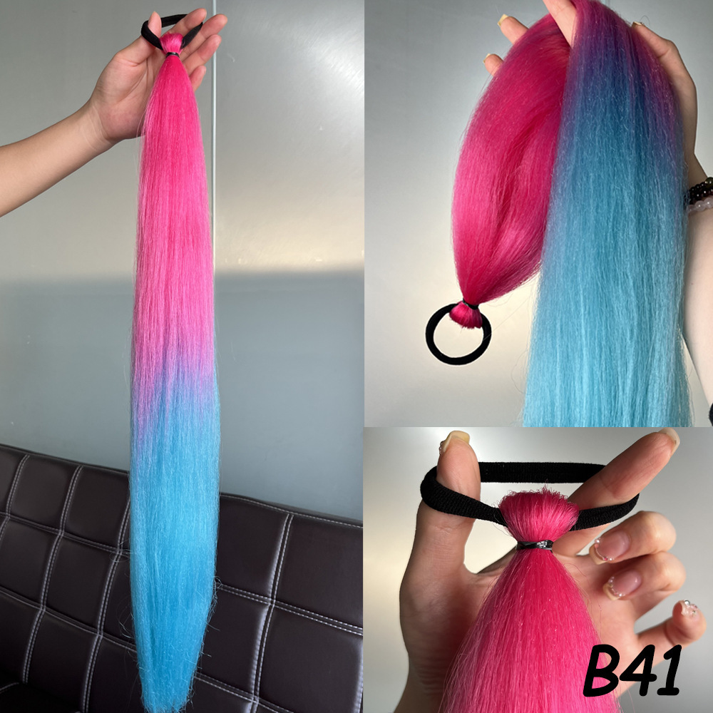 2 piezas de niños niñas pelucas elásticas pelucas de cola de caballo boxeo trenzas de cuerda elástica colorida trenzas de cola de caballo trenzas