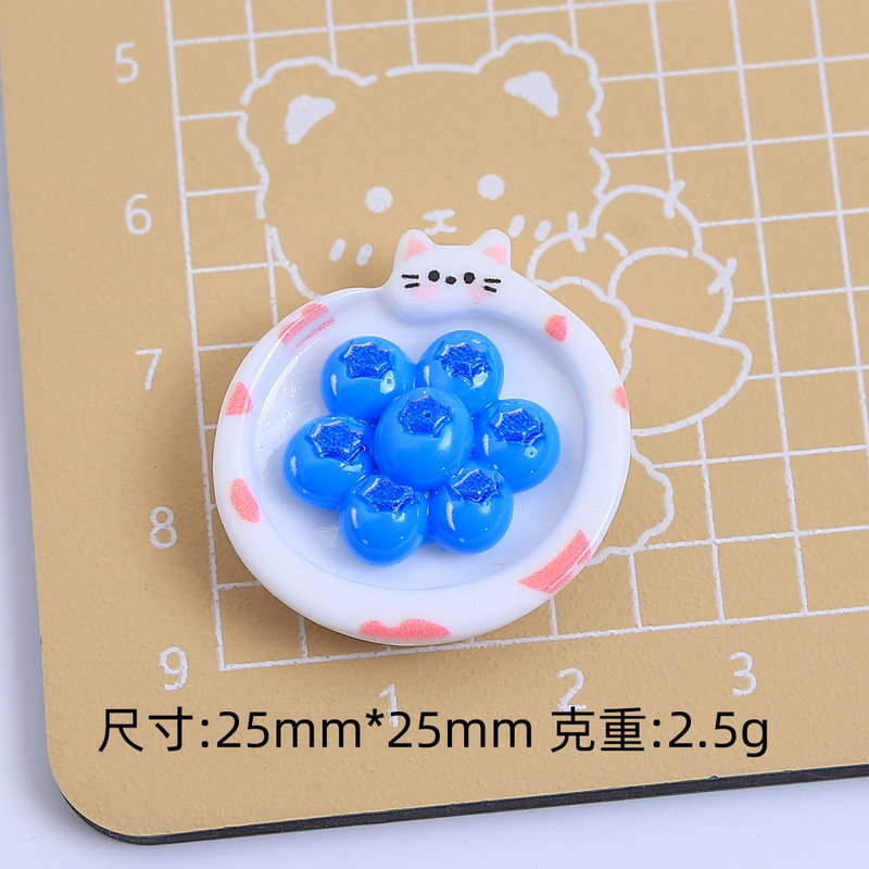 かわいい子猫フルーツプレート漫画手作り diy クリーム接着剤樹脂小物アクセサリーホール靴バックルジュエリー材料パッケージ|undefined