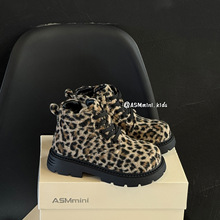 小资范儿童豹纹马丁靴2025冬季新款女童时尚绒面保暖棉靴男童靴子