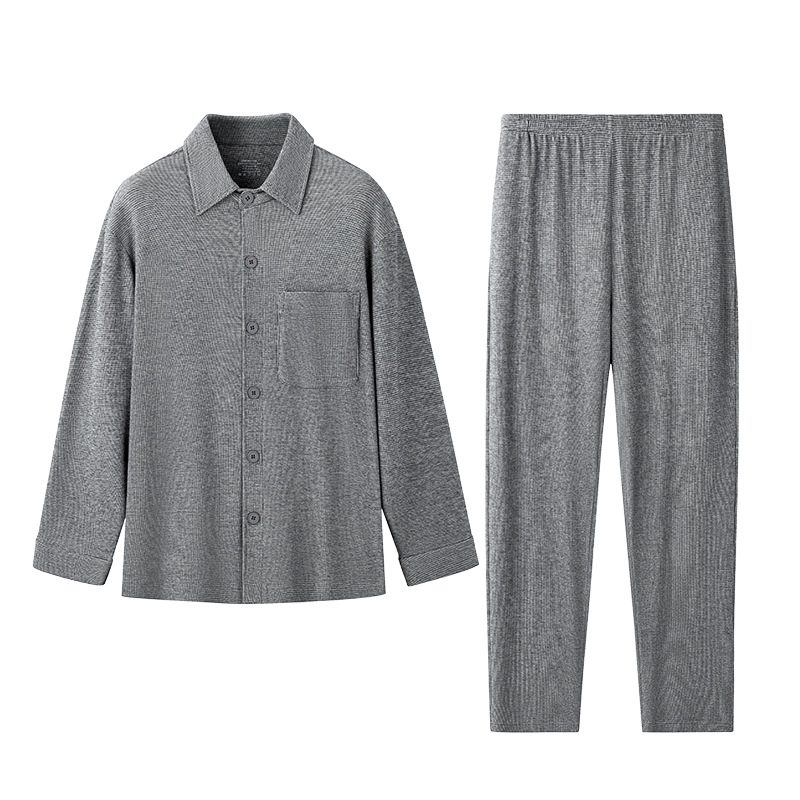 Nuevo traje de pijama de lujo ligero para hombre de otoño e invierno Meiyabi jacquard más terciopelo engrosado servicio a domicilio de solapa