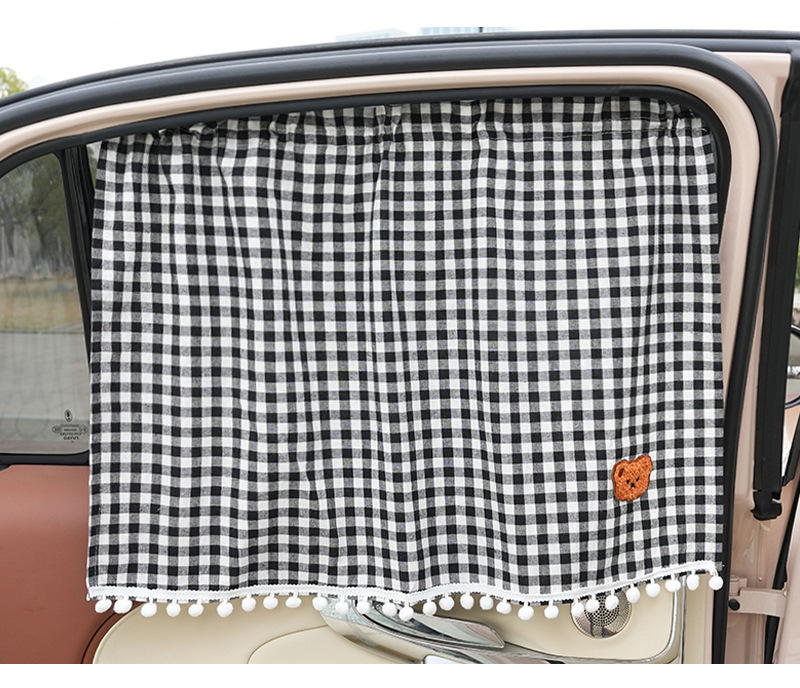 Cartoon Car Sunshade Side Curtain Summer Universal Car Sunshade Bear Cotton Car Sun Protection and Heat Insulation Curtain