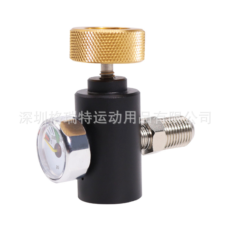 跨境金头ASA充气接头带3000psi压力表和1/4BSPP接头CO2转换接头