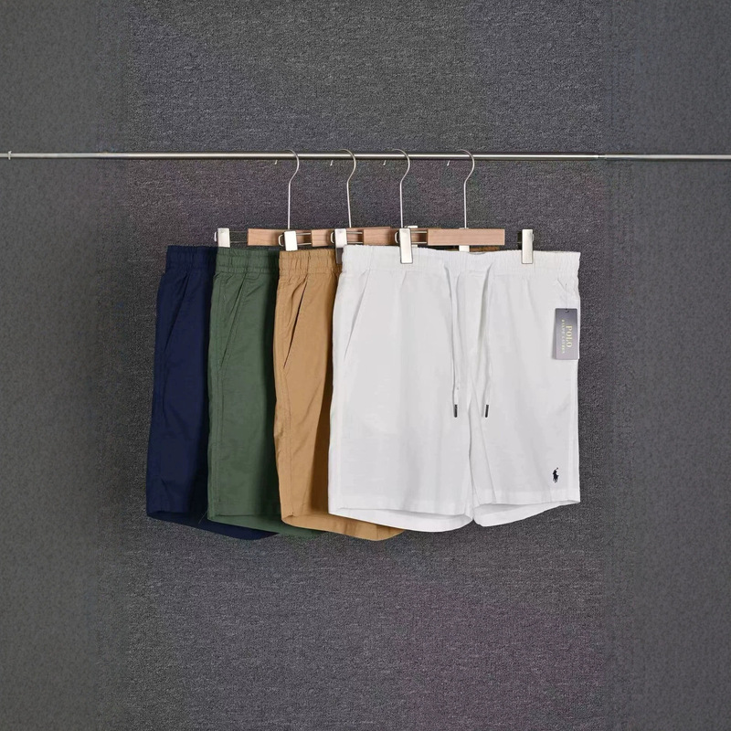 Cross-Border Rl Men's Linen Shorts Casual Shorts Old Money Style Casual Retro Pony Embroidery