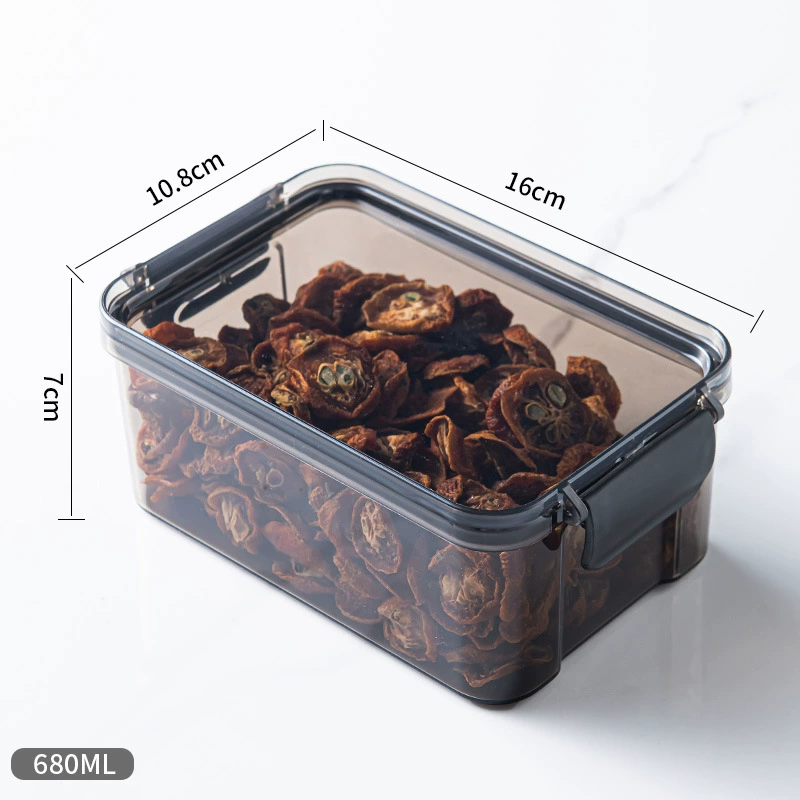 Tea Storage Box, Square Multi-Compartment Container, 680–700 ml, Airtight Stackable
