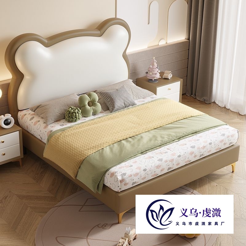 Soft-Packed Solid Wood Bed Children's Bed Boy Girl Single Bed European Style Children's Internet Celebrity Simple Modern Cloud Soft-Packed Bed